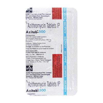 AZITAB 500 Tablet 5's - Bacterial Infections-Mac