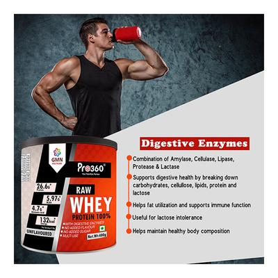 Pro360 Raw Whey Protein Powder - Unflavoured 400 gm - Whey Proteins