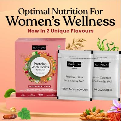 Kapiva Proteins with Herbs for Women - Assortment Pack (Pack of 12 x 35 gm) - Health Products