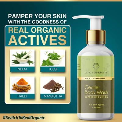Life & Pursuits Real Organic Gentle Body Wash - Refreshing Lemon 200 ml - Shower Gels & Body Wash
