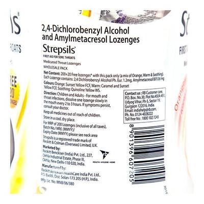 Strepsils Sore Throat Lozenges - Orange 220's - Sore Throat Lozenges