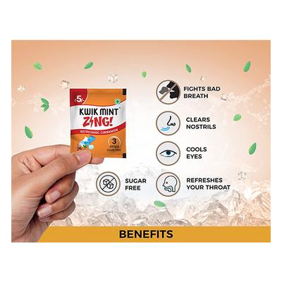 Kwikmint Zing Strips Sugar Free - Refreshing Cinnamon (Pack of 40 x 3's) - Nicotine Gums/Lozenges