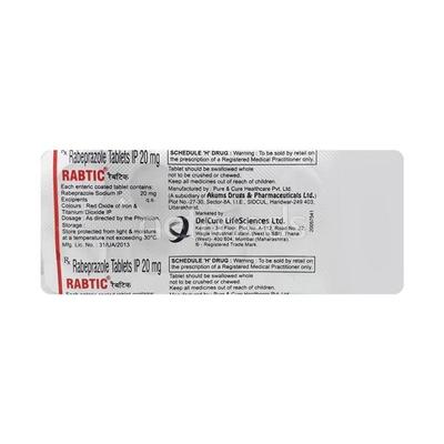 Rabtic 20mg Tablet 10'S - Ulcer/Reflux/Flatulence-Aaa