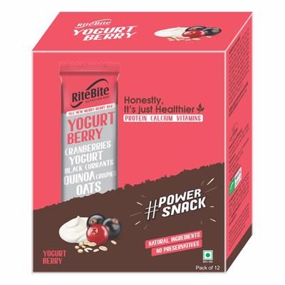 RiteBite Yoghurt Berry Bar (Pack of 12) - Nutritional Bars