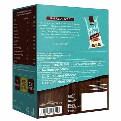 MuscleBlaze Snack Bar - Nuts & Seed (Pack of 6 x 30 gm) - Nutritional Bars