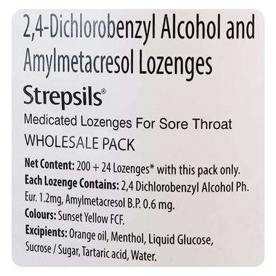 Strepsils Sore Throat Lozenges - Orange 200's - Sore Throat Lozenges