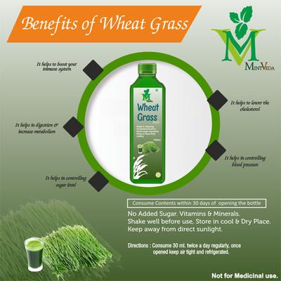 Mint Veda Wheat Grass Juice (Pack of 3 x 1000 ml) - Herbal Dietary Supplement