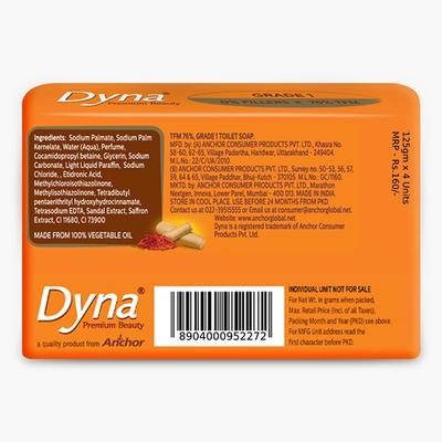 Dyna Beauty Soap - Sandal & Saffron (Pack of 4 x 125 gm) - Soaps