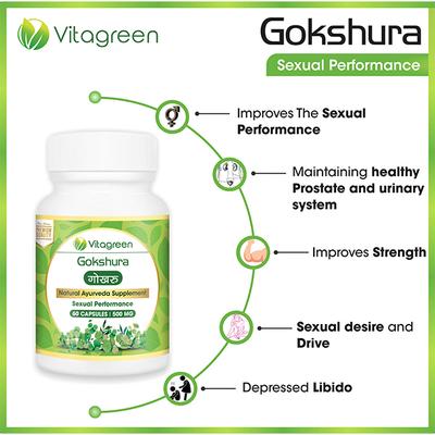 VitaGreen Gokshura Capsules 60's - Herbal Dietary Supplement