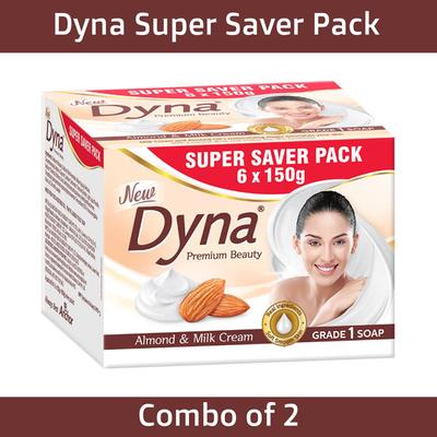 Dyna Premium Beauty Soap - Almond & Milk Cream (Pack of 6 x 150 gm) - Soaps