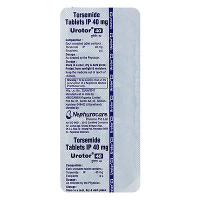 UROTOR 40mg Tablet 10's - Hypertension-Diu