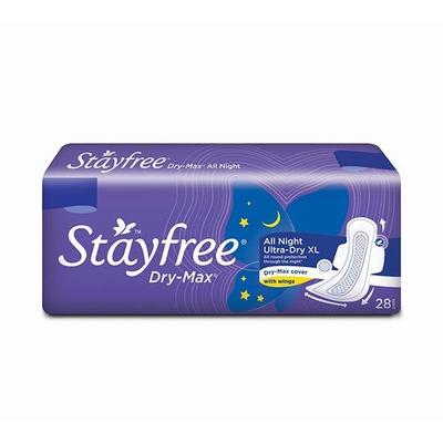 Stayfree Dry-Max All Night Ultra-Dry Wings (XL) 28's - Sanitary Napkins