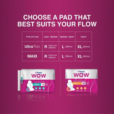 Vwash Wow Ultra Thin Sanitary Napkin (Large) 5s - Sanitary Napkins
