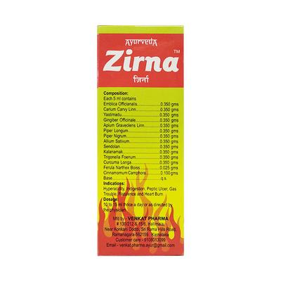 Zirna Fast Acting Nature's Therapy Antacid Tonic 120 ml - Acidity & Gas Relief