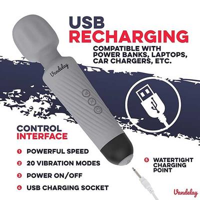 Vandelay Magic Mate Body Massager - Smoky Black - Massagers