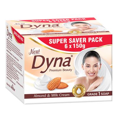 Dyna Premium Beauty Soap - Almond & Milk Cream (Pack of 6 x 150 gm) - Soaps