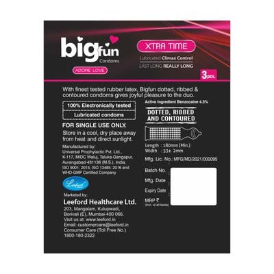Bigfun Condoms - Xtra Time 3's - Plain/Flavoured Condoms