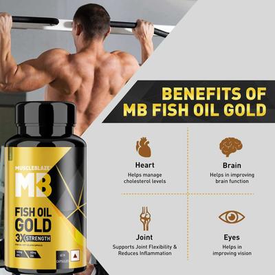 MuscleBlaze Fish Oil Gold Capsule 60's - Omega Fish Oil Fatty Acids