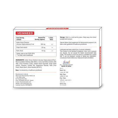 West Coast Veinneed Tablet (Pack of 1 x 10's) 1's - General Health