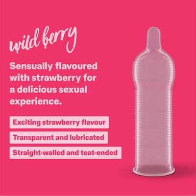 Durex Sensually Flavoured Condoms - Wildberry 10's - Plain/Flavoured Condoms