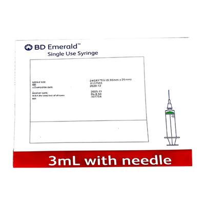 BD Emerald Single Use Syringe 3 ml With Needle 24G - Syringes And Needles