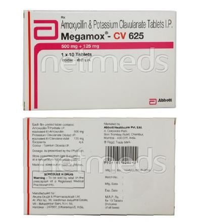 Megamox CV 625mg Tablet 10'S - Bacterial Infections-Pen