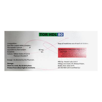 TOR HDL 80 Tablet 10's - High Cholesterol-Dys