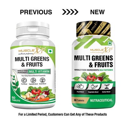 MuscleXP Multi Greens & Fruits Multivitamin Tablet 60's - Multi-Vitamins