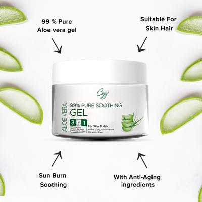 CGG Cosmetics Aloe Vera 99% Pure Soothing Gel- For Skin & Hair 250 gm - Face Gels