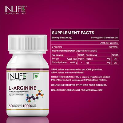 Inlife L-Arginine 1000 mg 60's - Amino Acids