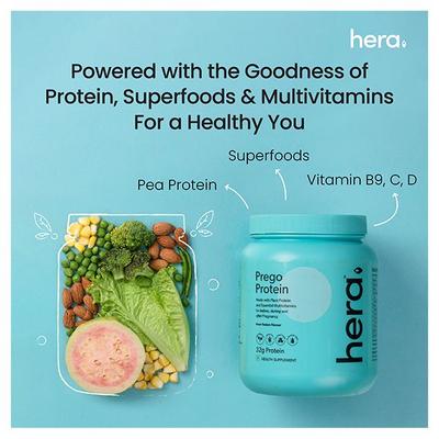 Hera Prego Protein Powder - Yummy Kesar Badam 480 gm - Protein Drink