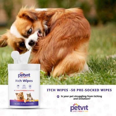 Petvit Itch Wipes - For All Breeds Dogs & Cats 50's - Pet accessories