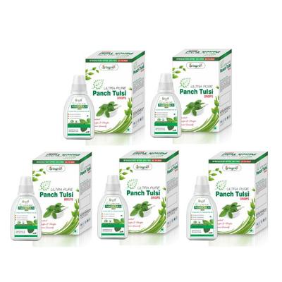Vringra Ultra Pure Panch Tulsi Drops (Pack of 5 X 30 ml) - Health Products