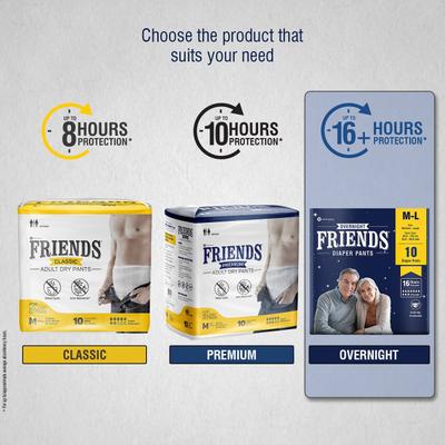 Friends Overnight Adult Diaper Pants (M-L) 10's - Adult Diapers & Pads