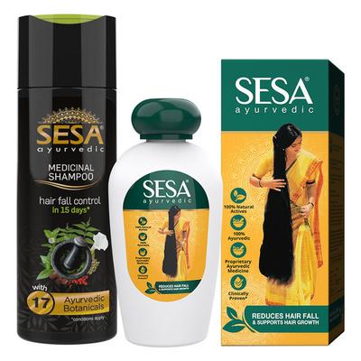 Sesa Hair Combo Pack (Sesa Ayurvedic Oil 100 ml + Sesa Ayurvedic Medicinal Shampoo 200 ml) - Personal Care (Ayush)