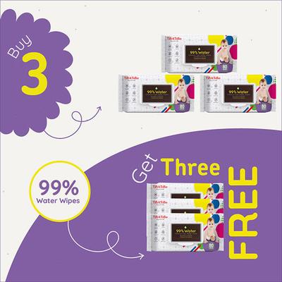 Tiffy & Toffee Chlorine Free Wet Wipes - Aloe Vera 80's (Buy 3 Get 3 Free) - Diapers & Wipes