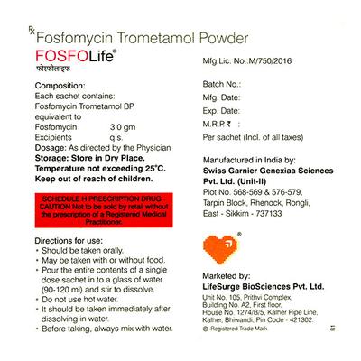 FOSFOLIFE Powder 8gm - Bacterial Infections-OAB