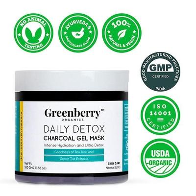 Greenberry Organics Daily Detox Charcoal Gel Mask 100 gm - Masks & Peels