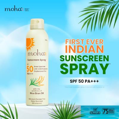Moha Sunscreen Spray (SPF 50 PA+++) With Rice Bran Oil 170 gm - Face Sunscreen