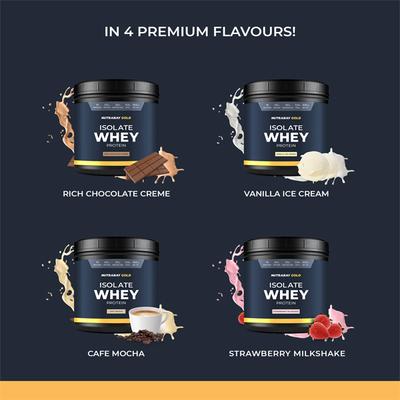 Nutrabay Gold Isolate Whey Protein Powder - Vanilla Ice Cream Flavour 500 gm - Whey Proteins