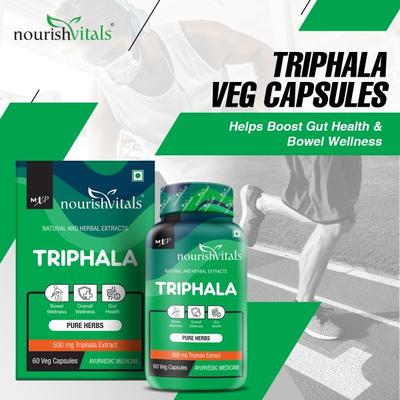 NourishVitals Triphala 500 mg Veg Capsule 60's - Herbal Dietary Supplement