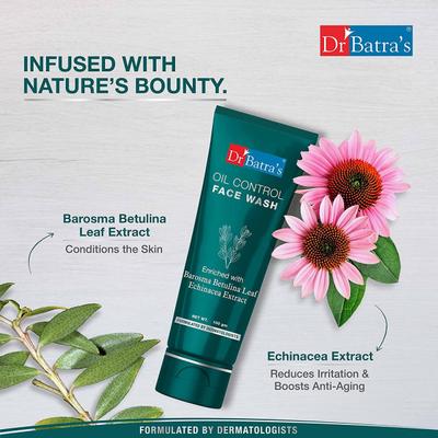 Dr Batra's Oil Control Face Wash - Barosma Betulina & Echinacea Extract (Pack of 2 x 100 gm) - Face Washes
