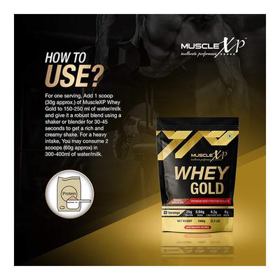 MuscleXP Whey Gold Powder - Double Chocolate Flavour 1 kg + Shaker 1's - Whey Proteins