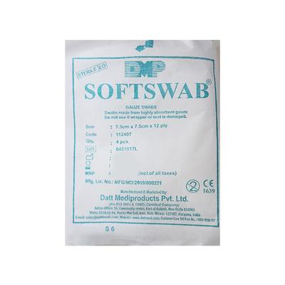 DMP Softswab Gauze Swabs (112407) (7.5 cm x 7.5 cm x 12 Ply) 4's - Cotton Wool & Swabs