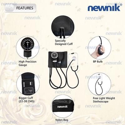 Newnik Aneroid Type Sphygmomanometer with Free Stethoscope (SP501) - Blood Pressure Monitors