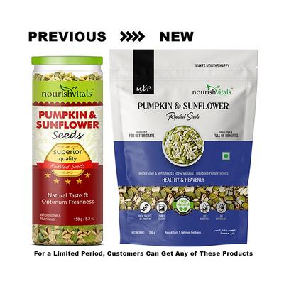 NourishVitals Pumpkin & Sunflower Roasted Seeds 200 gm - Nutritional Bars