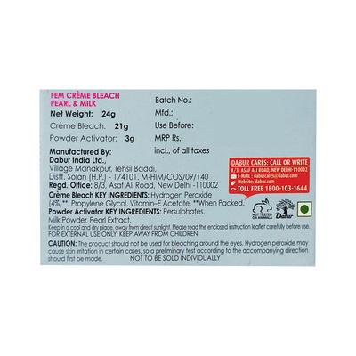 Fem Creme Bleach - Pearl & Milk 24 gm - Face Bleach