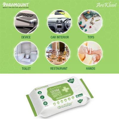 AroKleen Germ Protection Wipes (150 mm x 200 mm) (Pack of 3 x 48's) 1's - Facial Wipes & Tissues