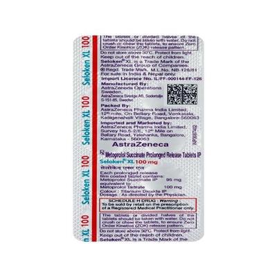 Seloken XL 100mg Tablet 15'S - Hypertension-Bet