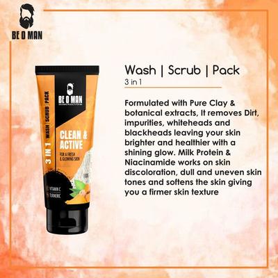 Beoman Clean and Active 3 In 1 Face Wash 100 gm - Face Washes